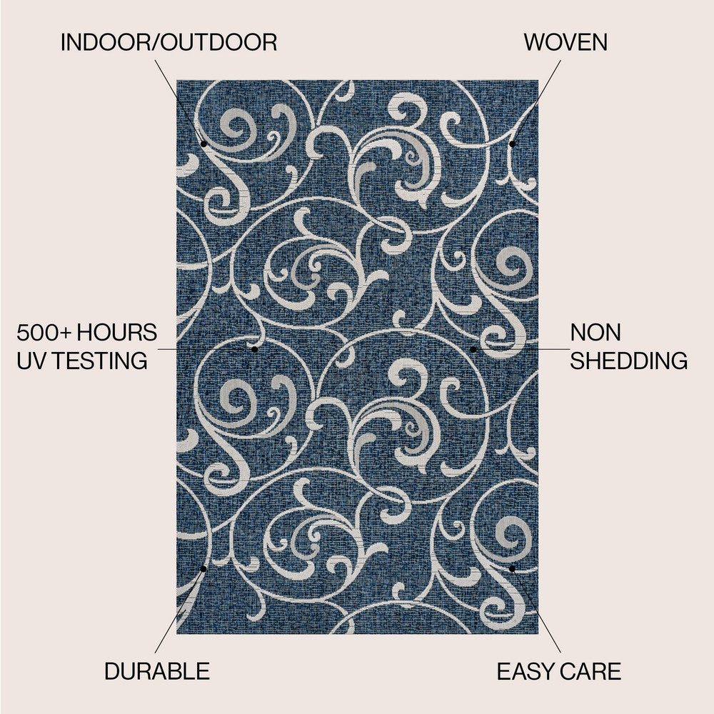 Domani Traditional Classic All-Over Scroll Indoor/Outdoor Area Rug