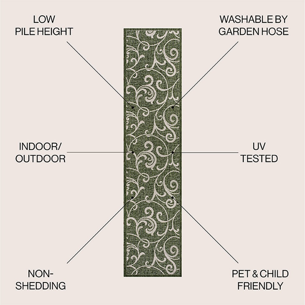 Domani Traditional Classic All-Over Scroll Indoor/Outdoor Area Rug