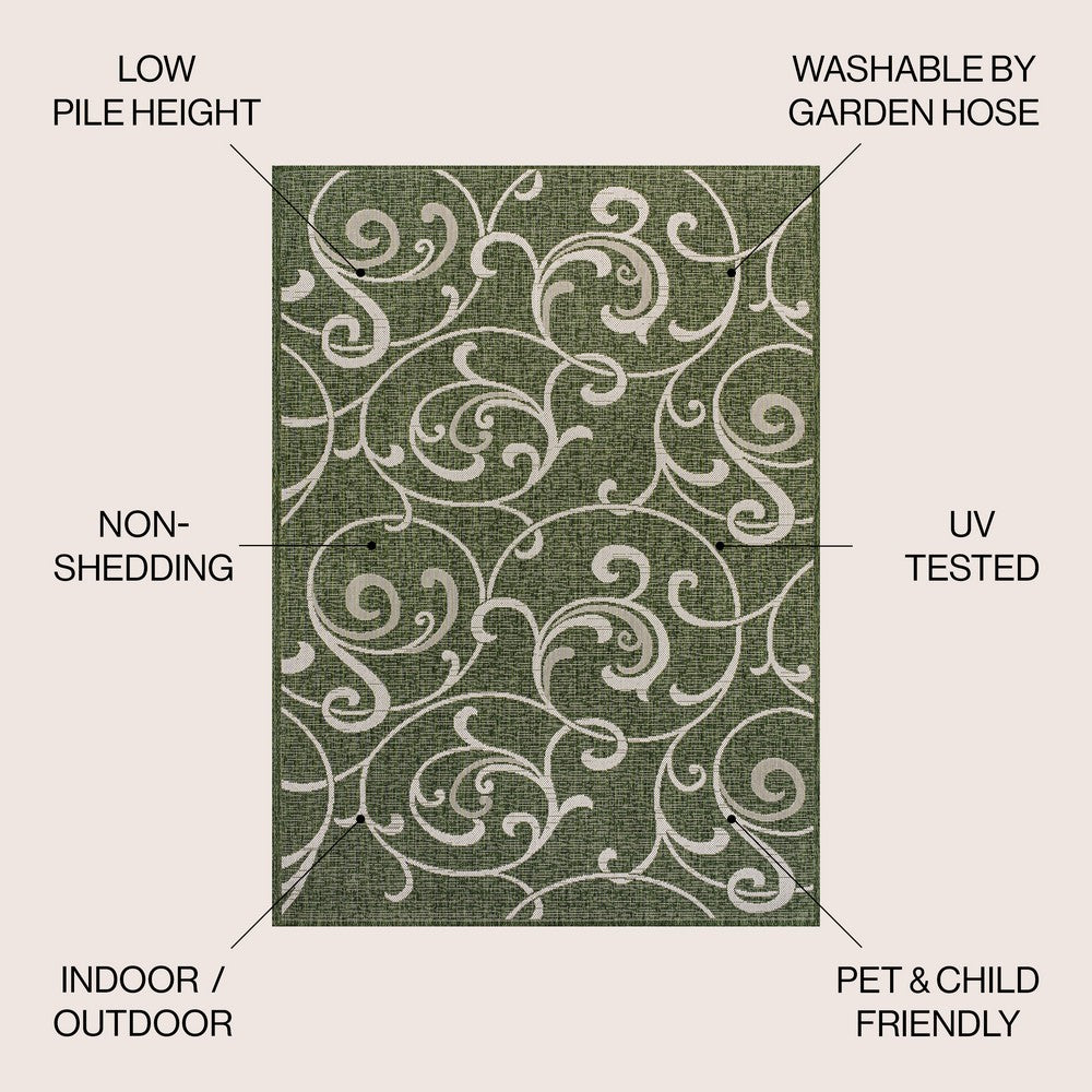 Domani Traditional Classic All-Over Scroll Indoor/Outdoor Area Rug