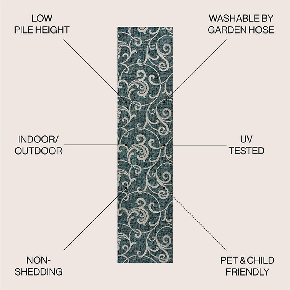 Domani Traditional Classic All-Over Scroll Indoor/Outdoor Area Rug
