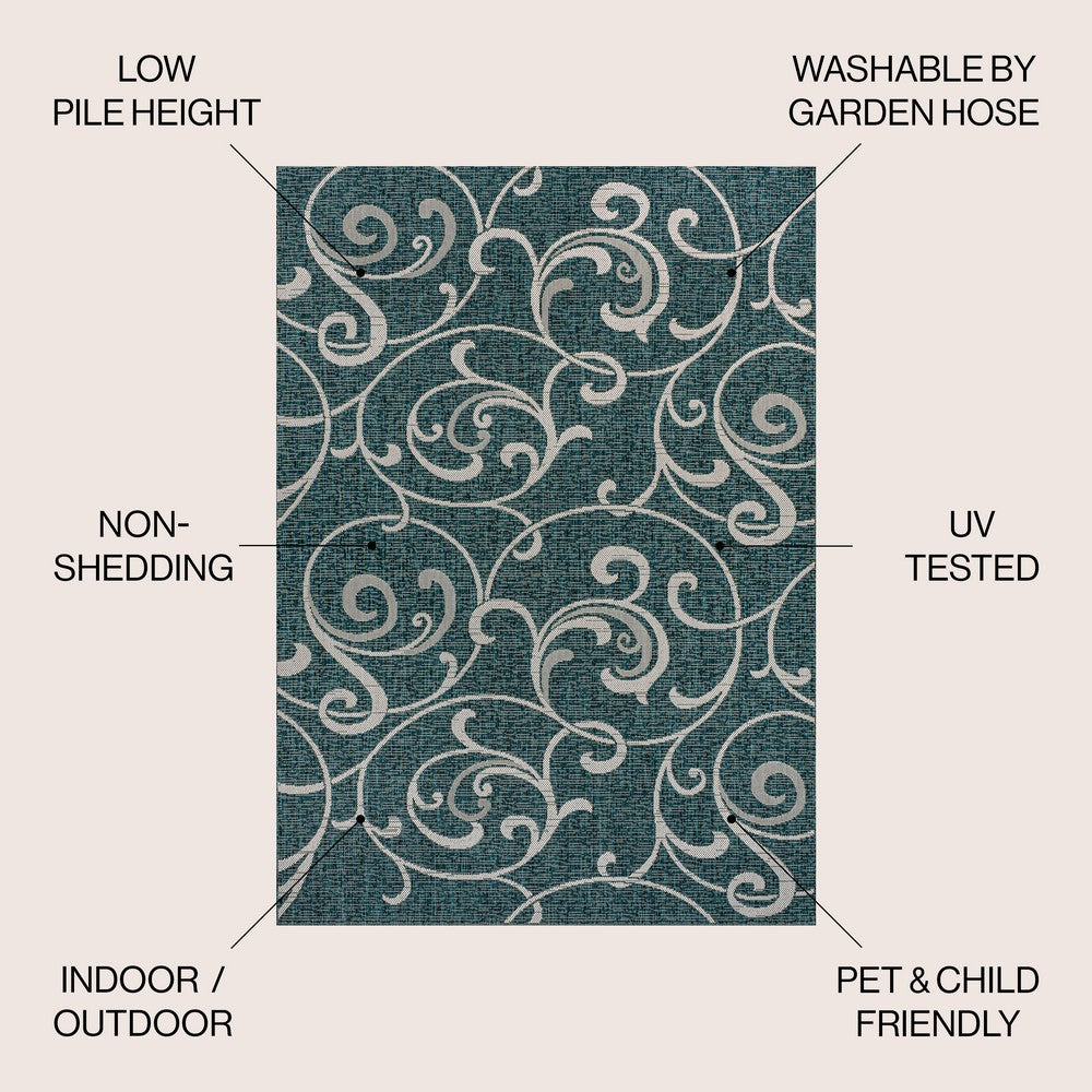 Domani Traditional Classic All-Over Scroll Indoor/Outdoor Area Rug