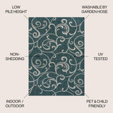 Domani Traditional Classic All-Over Scroll Indoor/Outdoor Area Rug