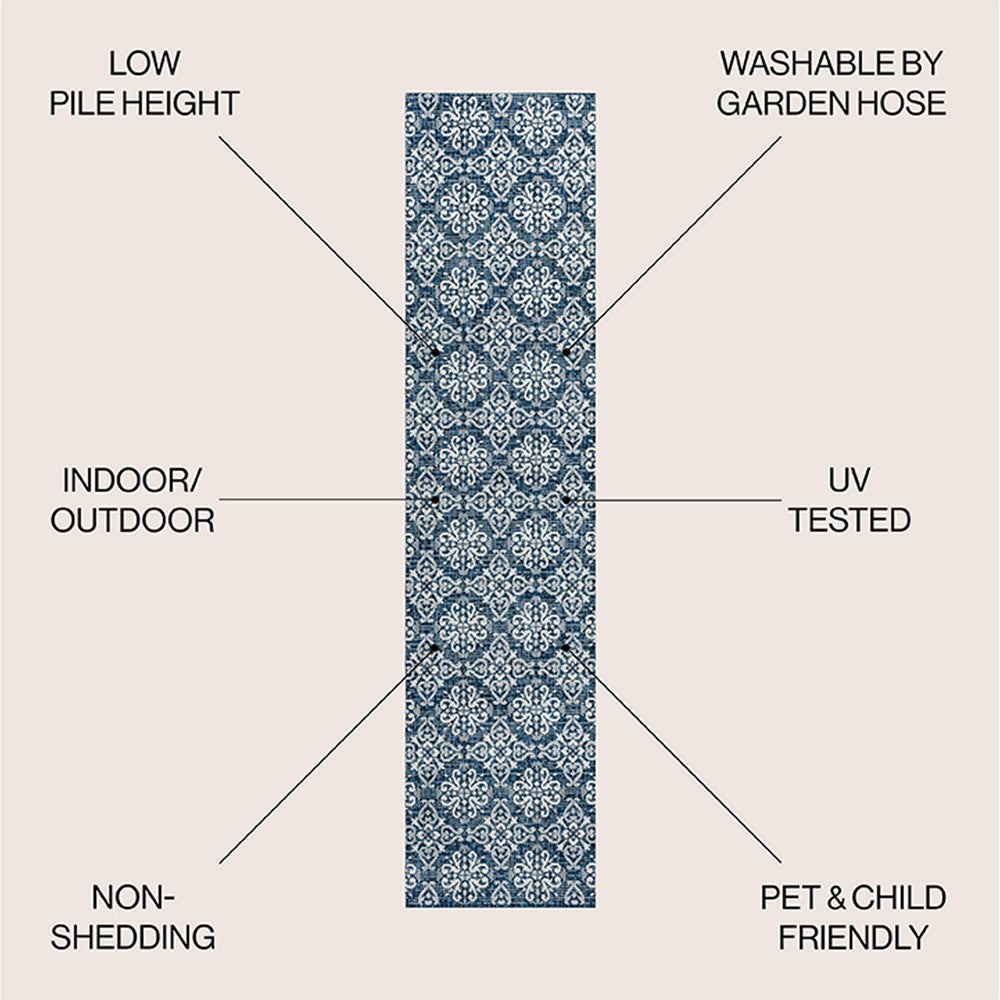 Nexus Traditional Mediterranean Tile Design Indoor/Outdoor Area Rug