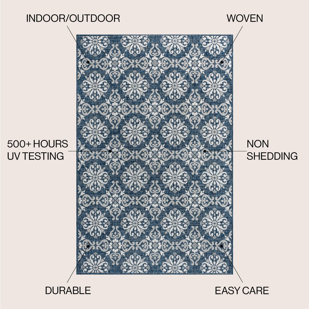 Nexus Traditional Mediterranean Tile Design Indoor/Outdoor Area Rug