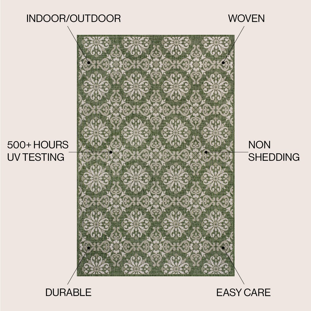 Nexus Traditional Mediterranean Tile Design Indoor/Outdoor Area Rug