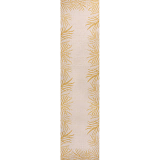 Palm Coastal Cottage Palm Frond Border Indoor/Outdoor Area Rug