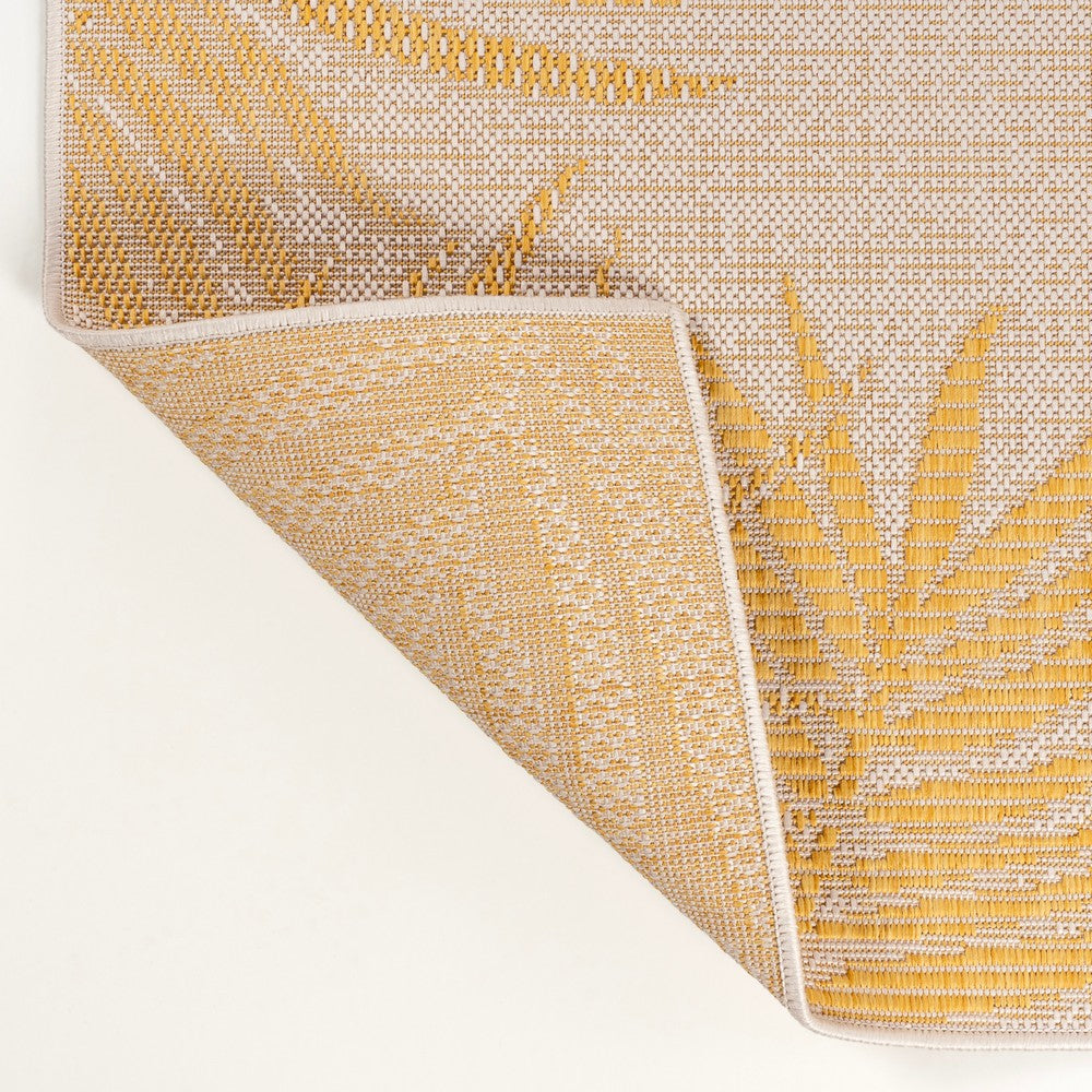 Palm Coastal Cottage Palm Frond Border Indoor/Outdoor Area Rug