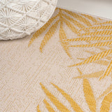 Palm Coastal Cottage Palm Frond Border Indoor/Outdoor Area Rug