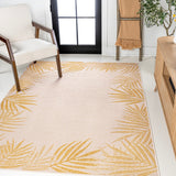 Palm Coastal Cottage Palm Frond Border Indoor/Outdoor Area Rug