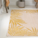Palm Coastal Cottage Palm Frond Border Indoor/Outdoor Area Rug