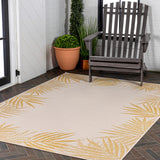 Palm Coastal Cottage Palm Frond Border Indoor/Outdoor Area Rug