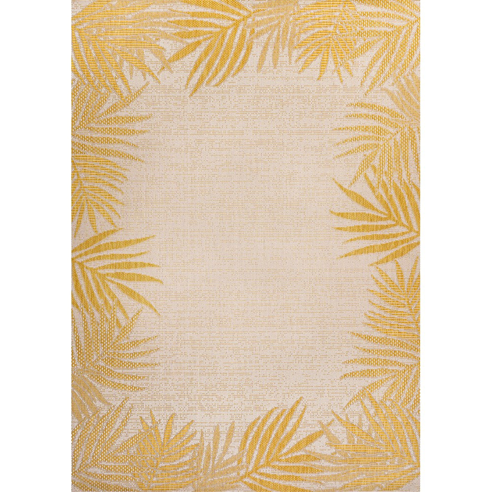Palm Coastal Cottage Palm Frond Border Indoor/Outdoor Area Rug