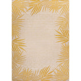 Palm Coastal Cottage Palm Frond Border Indoor/Outdoor Area Rug