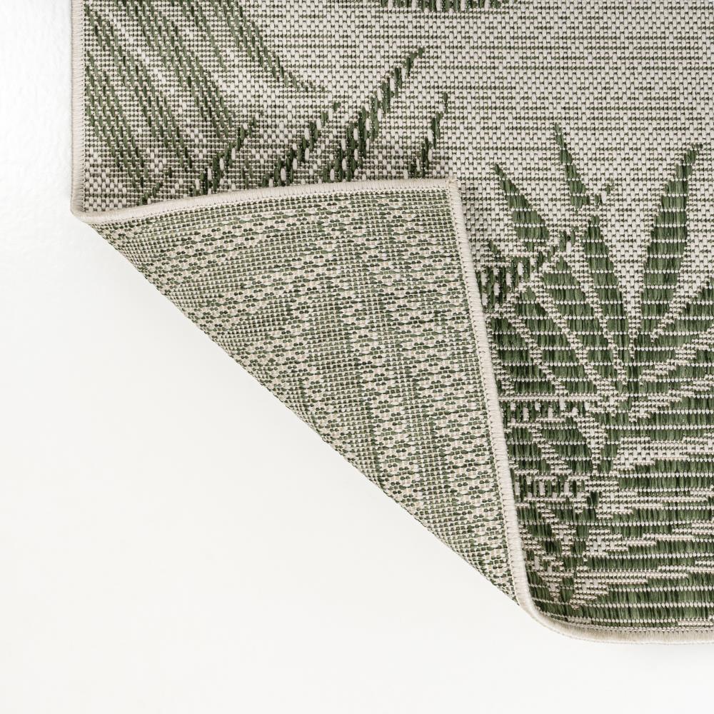Palm Coastal Cottage Palm Frond Border Indoor/Outdoor Area Rug