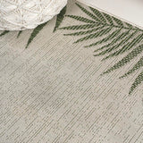 Palm Coastal Cottage Palm Frond Border Indoor/Outdoor Area Rug