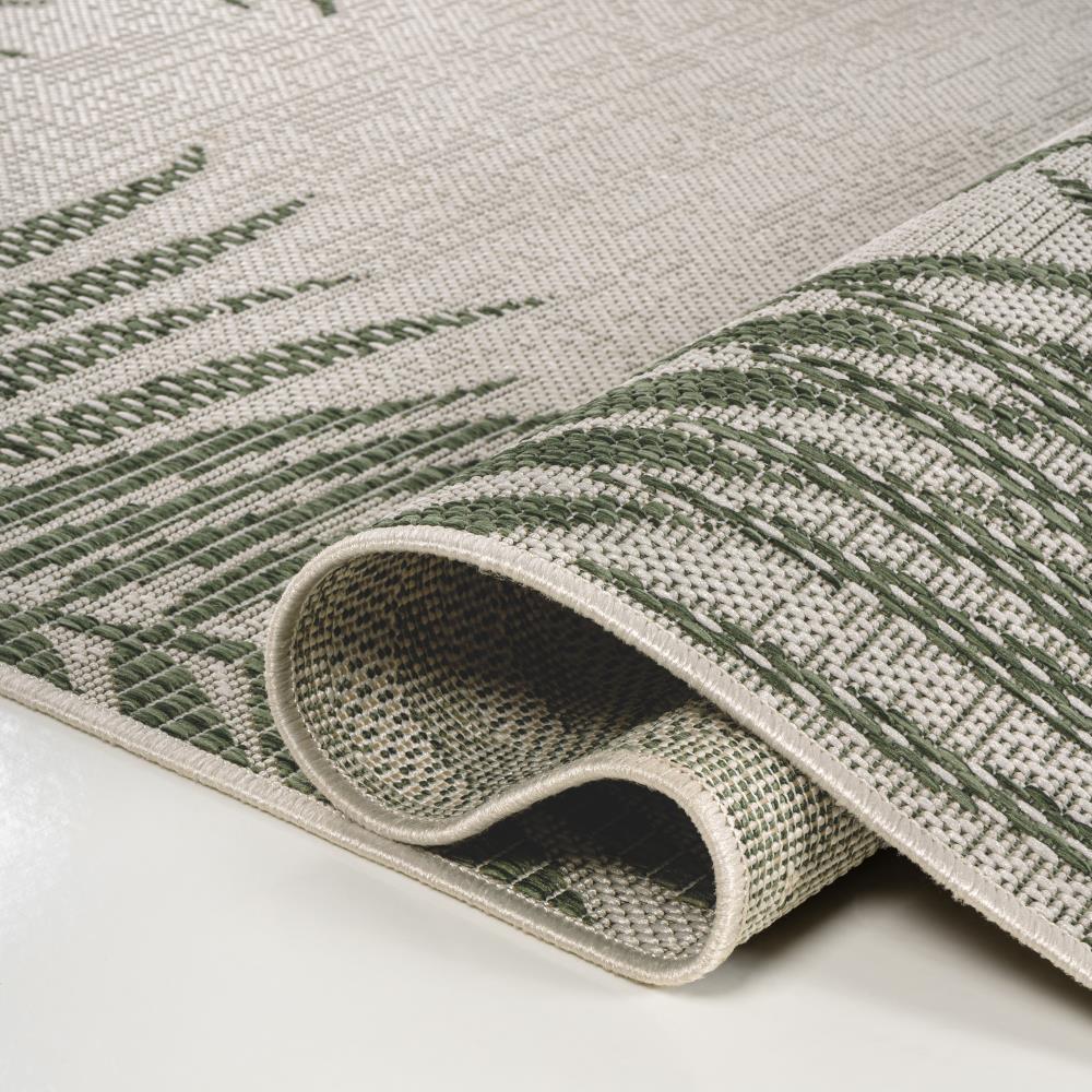 Palm Coastal Cottage Palm Frond Border Indoor/Outdoor Area Rug