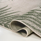 Palm Coastal Cottage Palm Frond Border Indoor/Outdoor Area Rug
