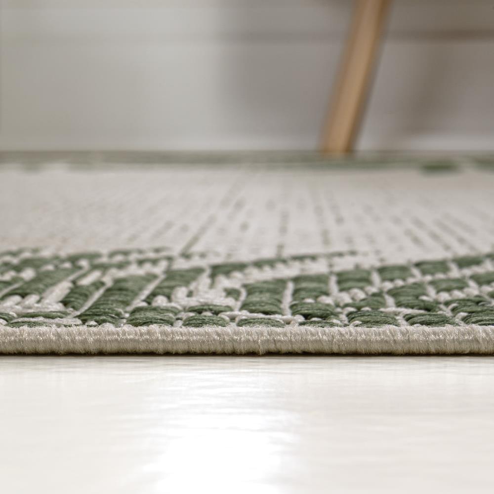 Palm Coastal Cottage Palm Frond Border Indoor/Outdoor Area Rug