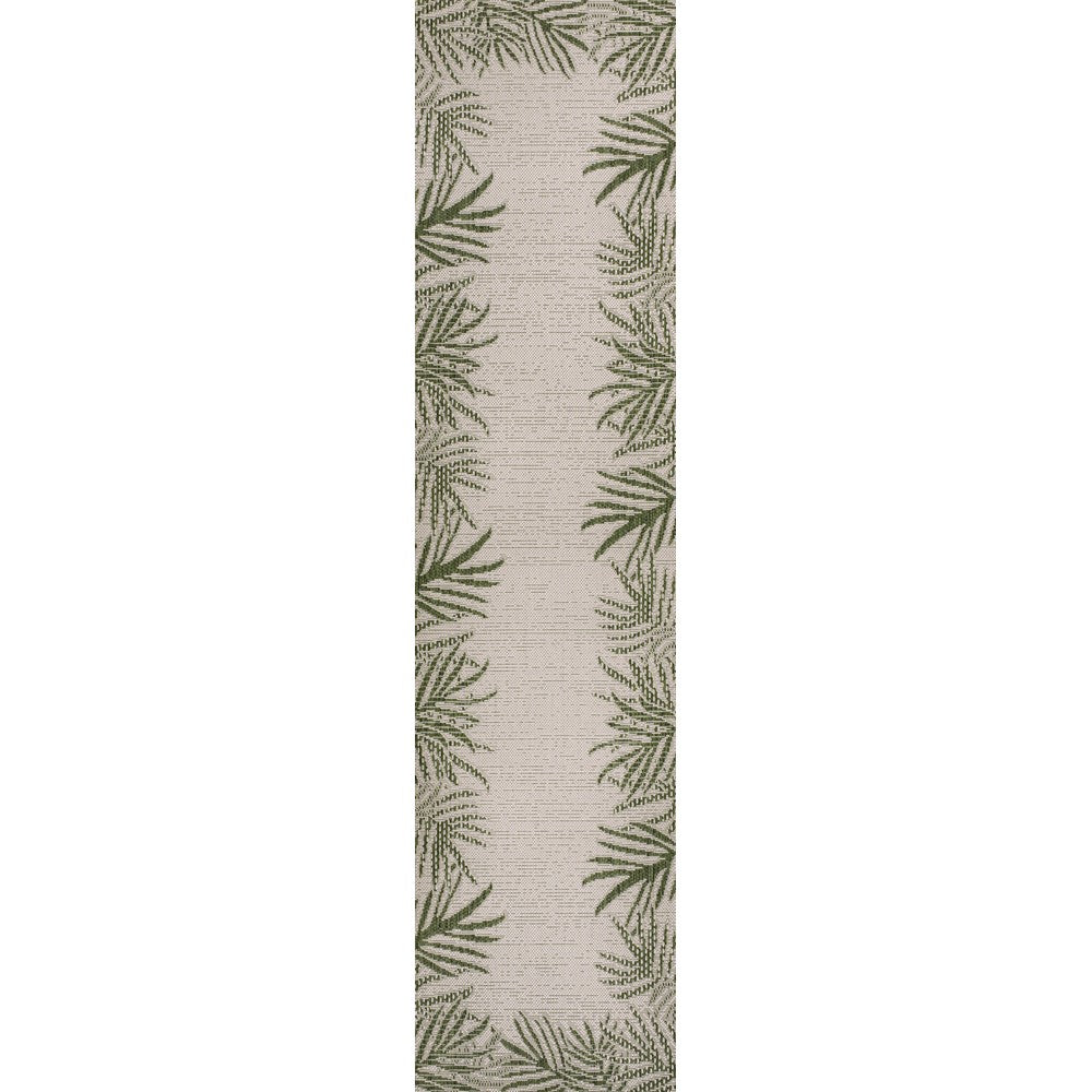 Palm Coastal Cottage Palm Frond Border Indoor/Outdoor Area Rug