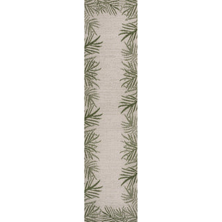 Palm Coastal Cottage Palm Frond Border Indoor/Outdoor Area Rug