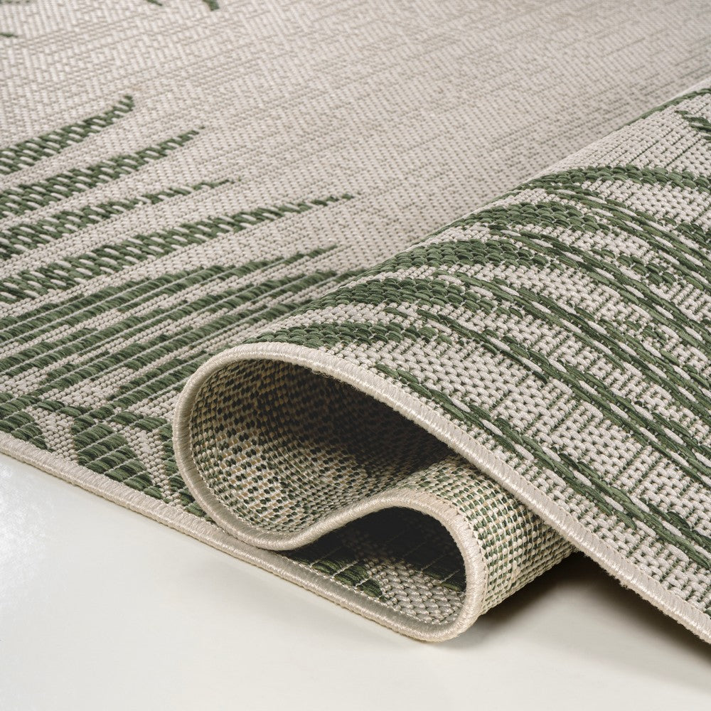 Palm Coastal Cottage Palm Frond Border Indoor/Outdoor Area Rug