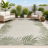 Palm Coastal Cottage Palm Frond Border Indoor/Outdoor Area Rug