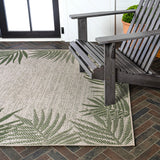 Palm Coastal Cottage Palm Frond Border Indoor/Outdoor Area Rug