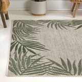 Palm Coastal Cottage Palm Frond Border Indoor/Outdoor Area Rug