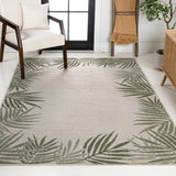 Palm Coastal Cottage Palm Frond Border Indoor/Outdoor Area Rug