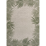 Palm Coastal Cottage Palm Frond Border Indoor/Outdoor Area Rug