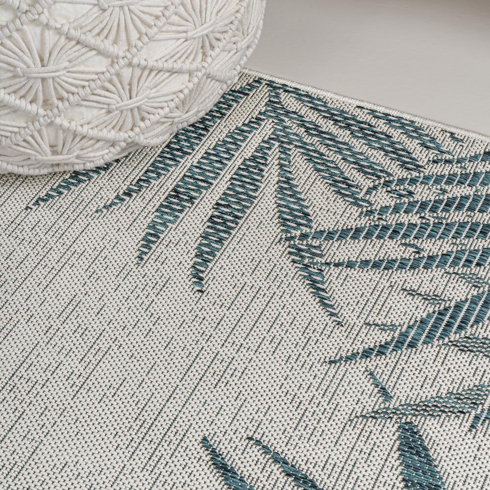 Palm Coastal Cottage Palm Frond Border Indoor/Outdoor Area Rug