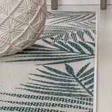 Palm Coastal Cottage Palm Frond Border Indoor/Outdoor Area Rug