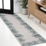 Palm Coastal Cottage Palm Frond Border Indoor/Outdoor Area Rug