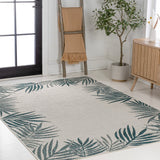 Palm Coastal Cottage Palm Frond Border Indoor/Outdoor Area Rug
