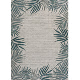 Palm Coastal Cottage Palm Frond Border Indoor/Outdoor Area Rug