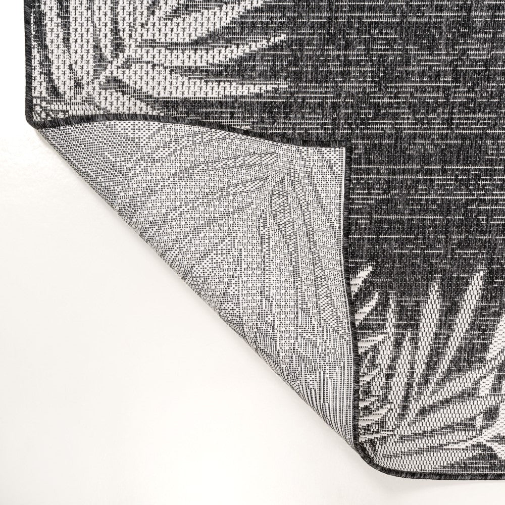 Palm Coastal Cottage Palm Frond Border Indoor/Outdoor Area Rug