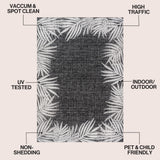 Palm Coastal Cottage Palm Frond Border Indoor/Outdoor Area Rug