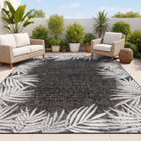 Palm Coastal Cottage Palm Frond Border Indoor/Outdoor Area Rug