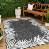 Palm Coastal Cottage Palm Frond Border Indoor/Outdoor Area Rug