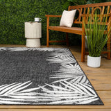 Palm Coastal Cottage Palm Frond Border Indoor/Outdoor Area Rug