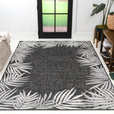Palm Coastal Cottage Palm Frond Border Indoor/Outdoor Area Rug