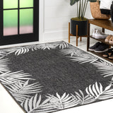 Palm Coastal Cottage Palm Frond Border Indoor/Outdoor Area Rug