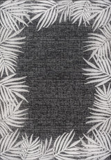 Palm Coastal Cottage Palm Frond Border Indoor/Outdoor Area Rug