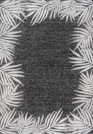 Palm Coastal Cottage Palm Frond Border Indoor/Outdoor Area Rug
