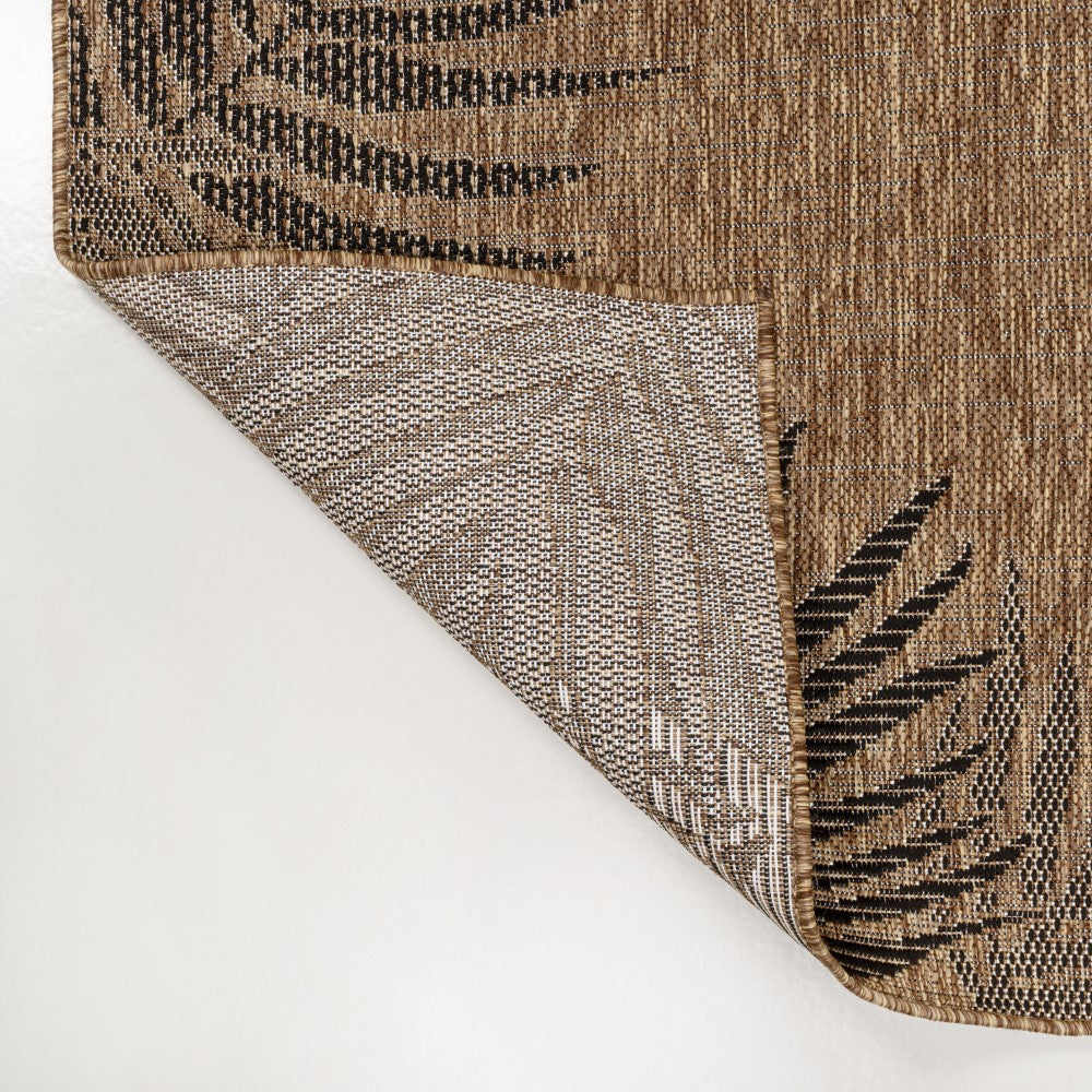 Palm Coastal Cottage Palm Frond Border Indoor/Outdoor Area Rug