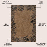 Palm Coastal Cottage Palm Frond Border Indoor/Outdoor Area Rug