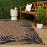 Palm Coastal Cottage Palm Frond Border Indoor/Outdoor Area Rug