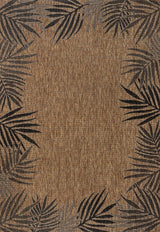 Palm Coastal Cottage Palm Frond Border Indoor/Outdoor Area Rug