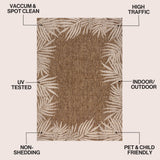 Palm Coastal Cottage Palm Frond Border Indoor/Outdoor Area Rug