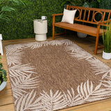Palm Coastal Cottage Palm Frond Border Indoor/Outdoor Area Rug